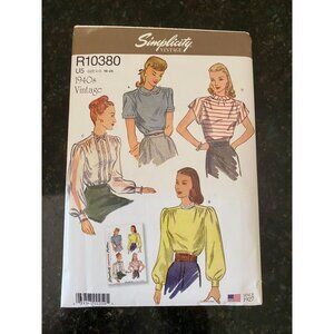 NEW Simplicity Vintage 1940's Pattern R 10380, Blouses, Size 16-24